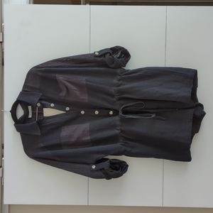 Black Cotton Linen Romper